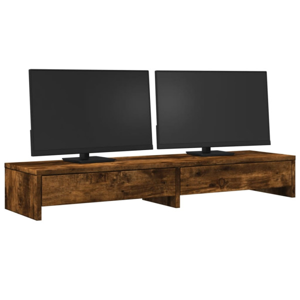 Soporte monitor y cajones madera roble ahumado 100x27x15 cm M 3