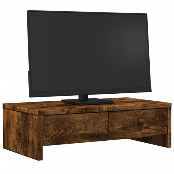 Soporte de monitor cajones madera roble ahumado 50x27x15 cm M 3