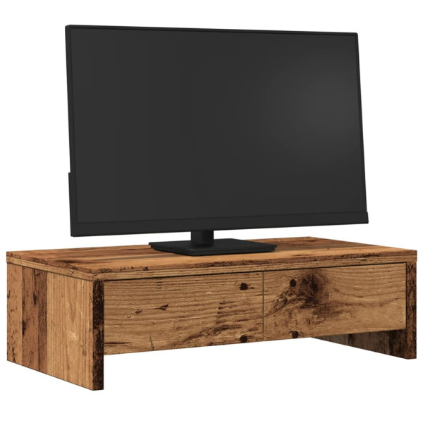 Soporte de monitor con cajones madera envejecida 50x27x15 cm M 3