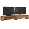 Soporte de monitor con cajones madera envejecida 100x27x15 cm 3