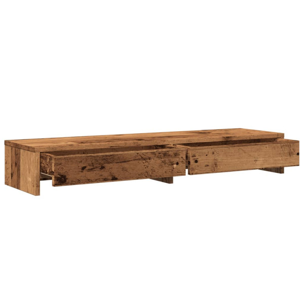 Soporte de monitor con cajones madera envejecida 100x27x15 cm M 5