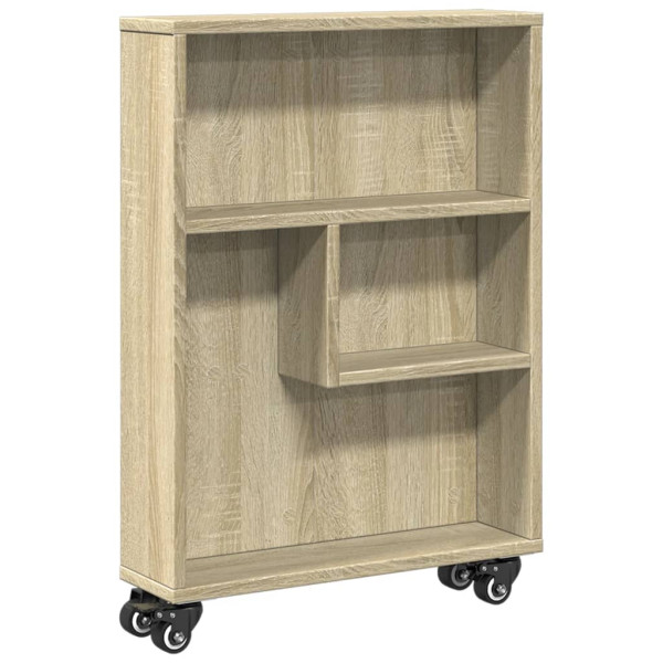 Carrito de almacenaje estrecho madera roble Sonoma 48x13x68 cm M 2