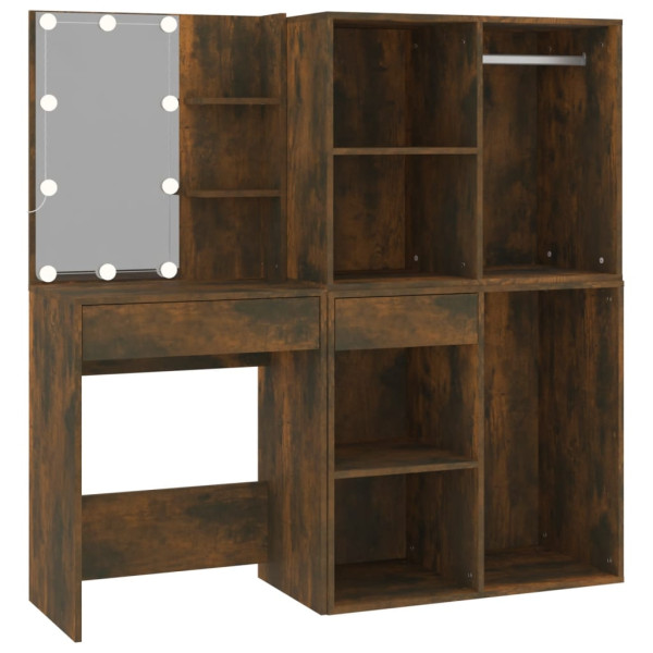 Tocador con LED y armario madera contrachapada roble ahumado M 2