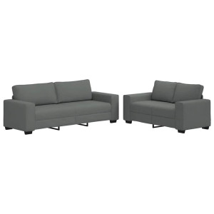 Juego de sofás con cojines 2 piezas tela gris oscuro H