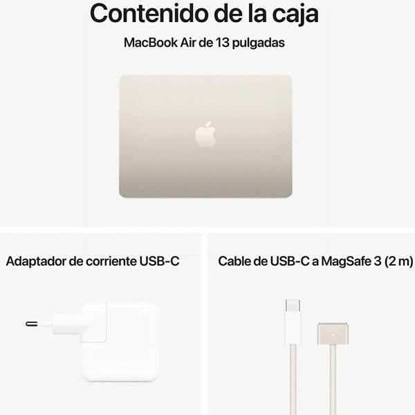 APPLE MACBOOK AIR 13.6" 2025 M4 16GB RAM 256GB blanco estrella M 10