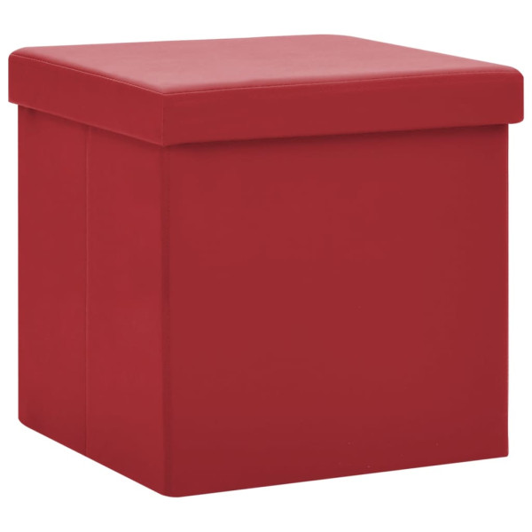 Taburete con almacenaje plegable rojo vino tinto PVC M 2