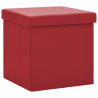 Taburete con almacenaje plegable rojo vino tinto PVC 2