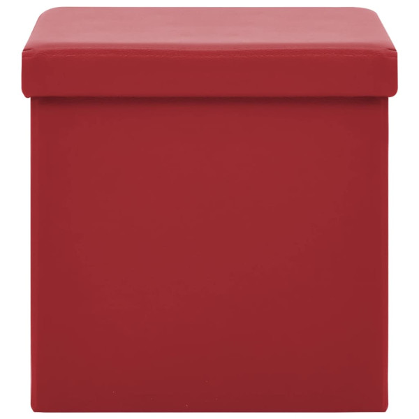 Taburete con almacenaje plegable rojo vino tinto PVC M 3