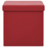 Taburete con almacenaje plegable rojo vino tinto PVC 3