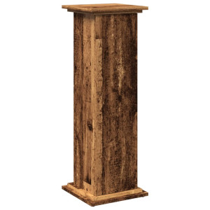Pedestal expositor con almacenaje madera envejecida 31x30x90 cm H