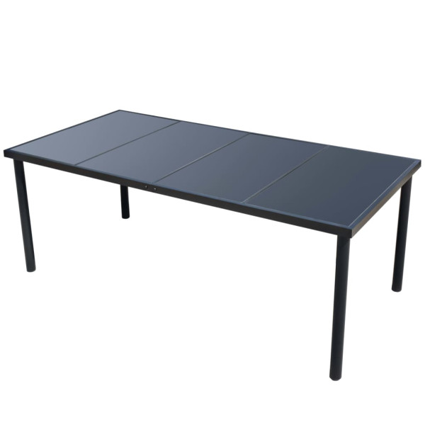 Juego de comedor de jardín 9 piezas de acero negro M 4