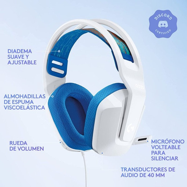 Auriculares Gaming con micrófono Logitech G335 blanco M 4