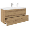 Mueble para lavabo con lavabo integrado y grifo roble artesanal 1