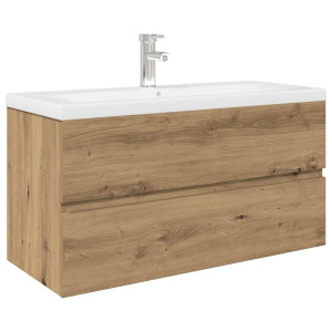 Mueble para lavabo con lavabo integrado y grifo roble artesanal H