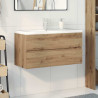 Mueble para lavabo con lavabo integrado y grifo roble artesanal 3