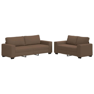 Juego de sofás con cojines 2 piezas tela marrón H