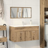 Mueble de baño con espejo de madera ingeniería roble artesanal 3