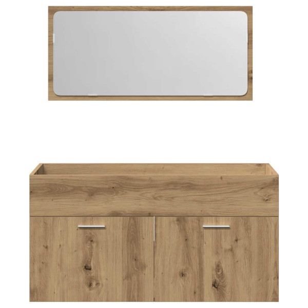 Mueble de baño con espejo de madera ingeniería roble artesanal M 4