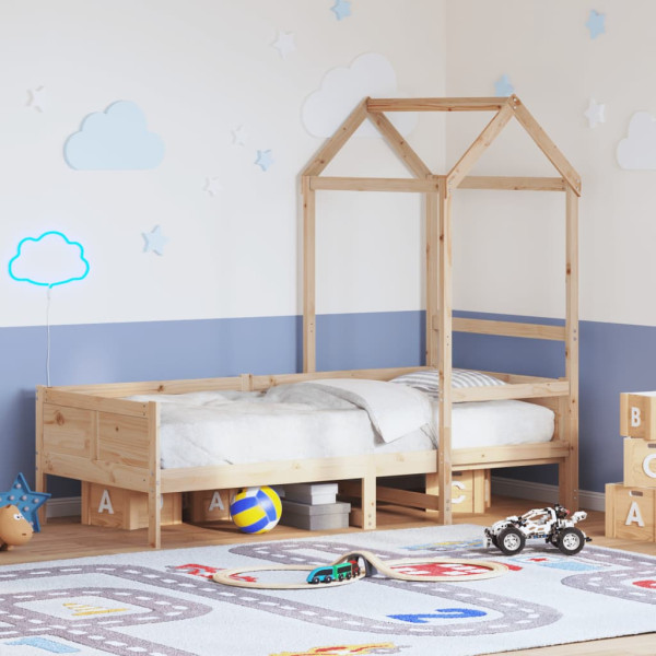 Sofá cama con techo de madera maciza de pino 80x200 cm D