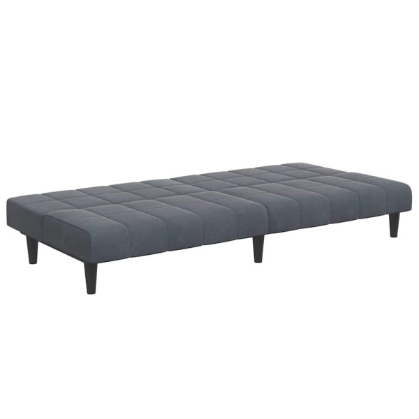 Sofá-cama 2 lugares c/ apoio de pés veludo cinzento-escuro M 5