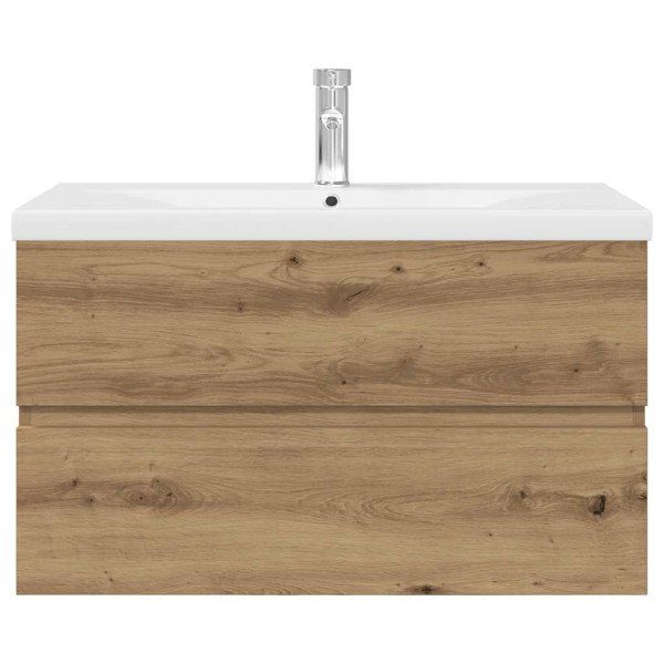 Mueble para lavabo con lavabo integrado y grifo roble artesanal M 5