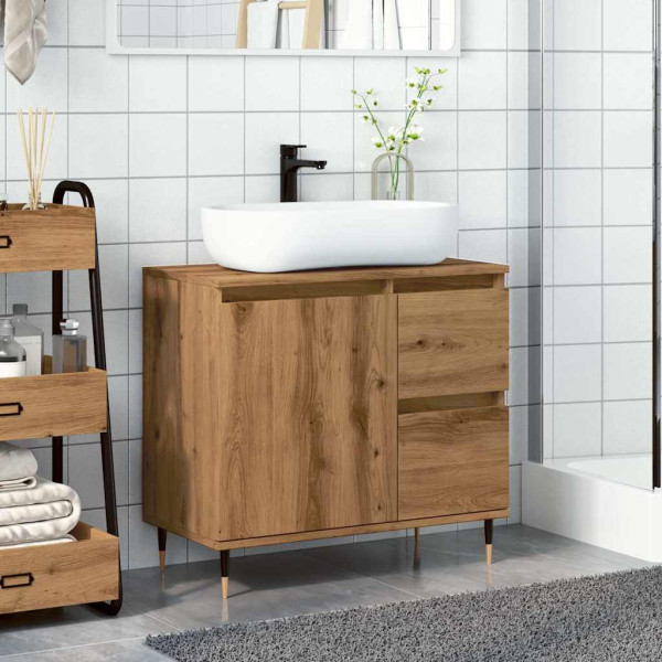 Armario de baño madera de ingeniería roble artisan 65x33x60 cm M 3