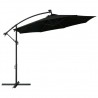 Guarda-sol cantilever c/ luzes LED e poste de aço 300 cm preto 3