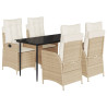 Set comedor de jardín 5 pzas con cojines ratán sintético beige 2