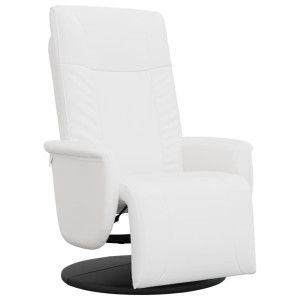 Sillón reclinable con reposapiés cuero sintético blanco H