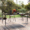 Mesa comedor jardín acero y vidrio templado negro 200x100x74 cm 1