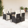 Set de muebles jardín 5 pzas con cojines ratán sintético negro 1