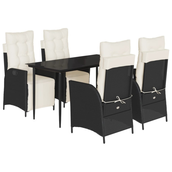 Set de muebles jardín 5 pzas con cojines ratán sintético negro M 2