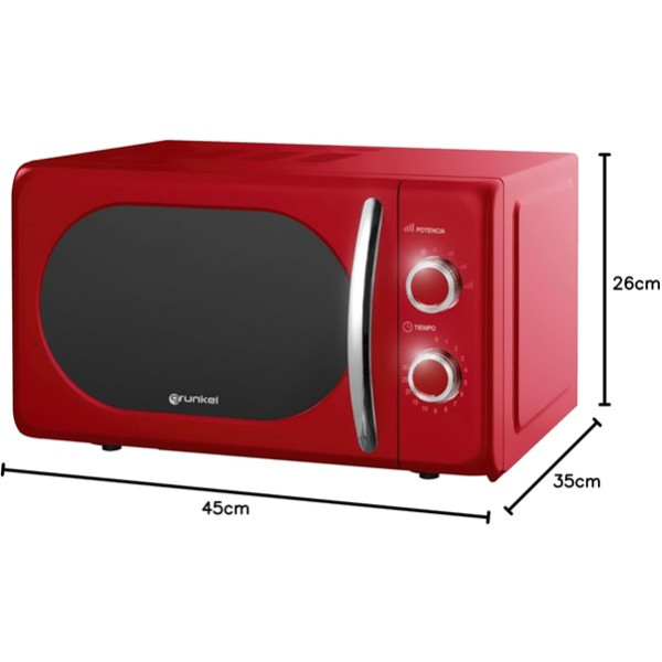 Microondas grunkel vintage mw-20rojo/ 700w/ capacidad 20l/ rojo M 3