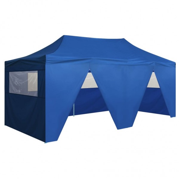 Tenda dobrável profissional festas 4 paredes 3x6m aço azul M 3
