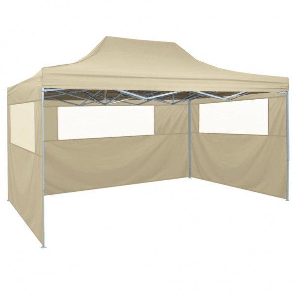 Carpa plegable profesional con 3 paredes acero color crema 3x4m D
