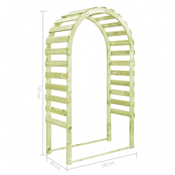 Pérgola de jardín madera de pino impregnada 130x60x230 cm M 5