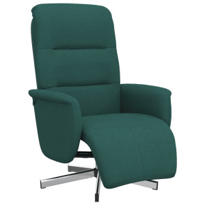 Sillón reclinable con reposapiés tela verde oscuro H
