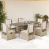Set comedor de jardín 7 pzas con cojines ratán sintético beige 1
