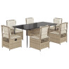 Set comedor de jardín 7 pzas con cojines ratán sintético beige 2