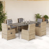 Set comedor de jardín 7 pzas con cojines ratán sintético beige 1
