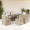 Set comedor de jardín 7 pzas con cojines ratán sintético beige 1