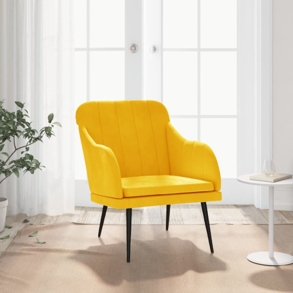 Sillón de terciopelo amarillo 63x76x80 cm D
