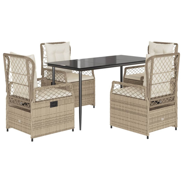 Set comedor de jardín 5 pzas con cojines ratán sintético beige M 2