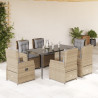 Set comedor de jardín 7 pzas con cojines ratán sintético beige 4
