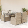 Set comedor de jardín 5 pzas con cojines ratán sintético beige 1