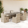 Set comedor de jardín 7 pzas con cojines ratán sintético beige 1