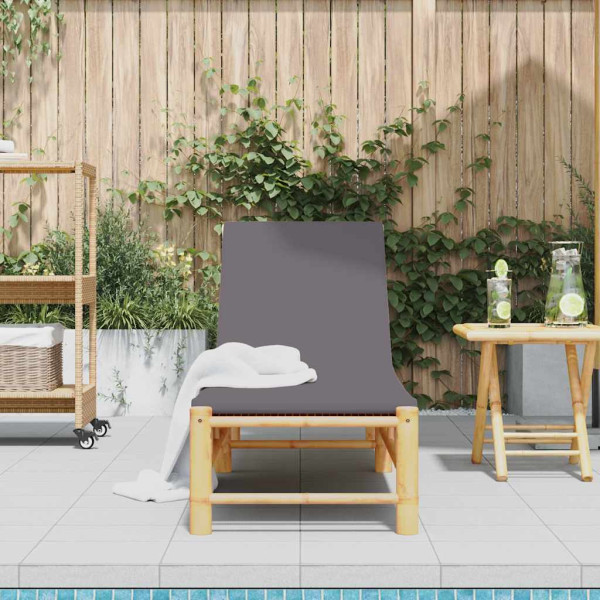 Tumbona con cojines 55x199x30 cm bambú M 3