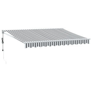 Toldo retráctil aluminio y tela antracita y blanco 3.5x2.5 m H