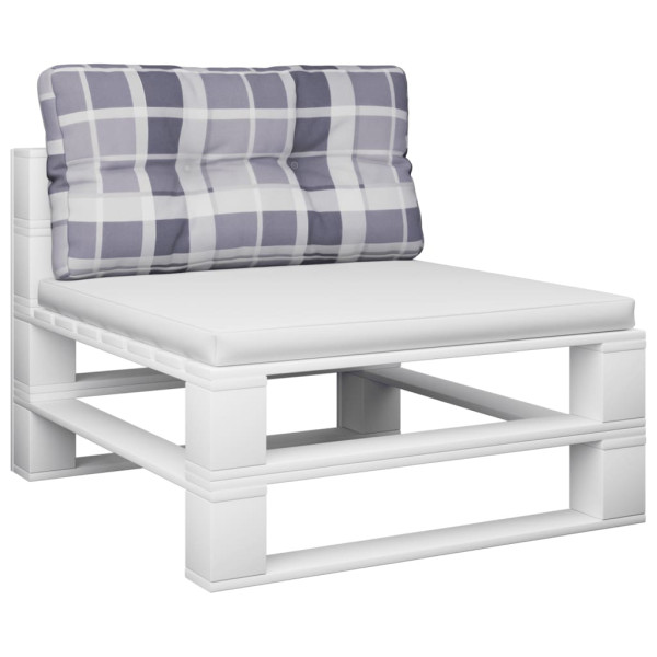 Almofadão p/ sofá de paletes 80x40x12 cm tecido xadrez cinzento M 3