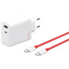 Cargador de Pared dual OnePlus 120W USB-C + USB-A + Cable USB-C a USB-C blanco 1